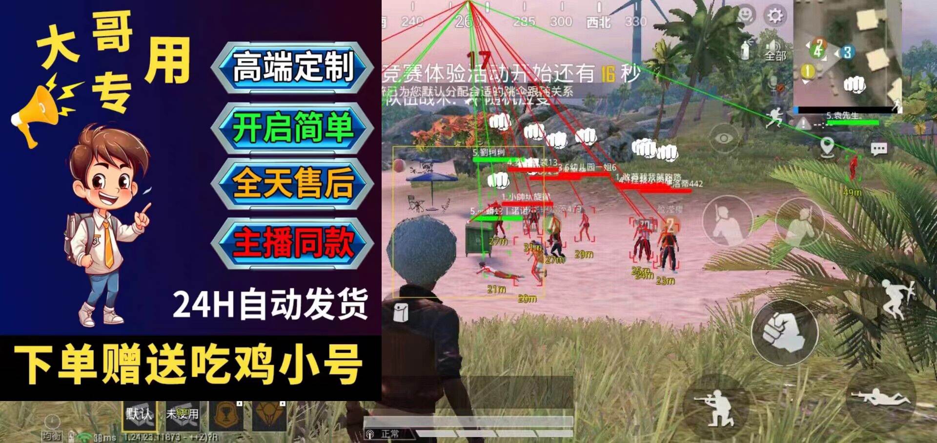 和平精英辅助透视功能展示界面 - 清晰显示敌人位置